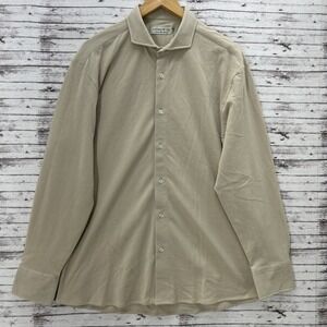 Collars & Co. Luxury Pique Cotton Shirt Men's XL Button Up Long Sleeve Beige NEW